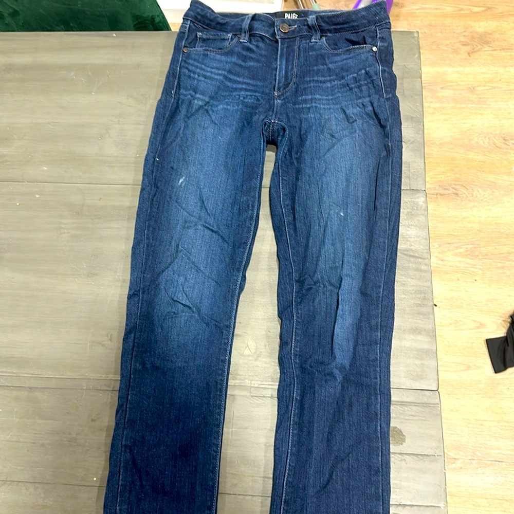 Paige skyline skinny stretch jeans dark wash